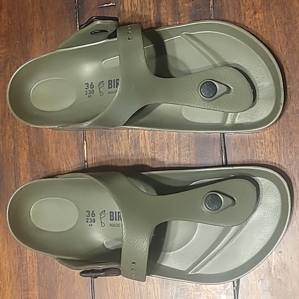 Birkenstock Army Green Gizeh Eva Lightweight Buckle Toe Post Sandals Size 36 US5